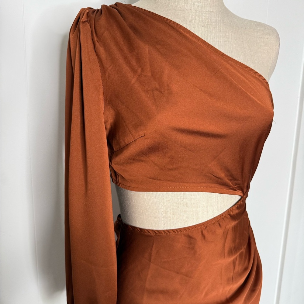 Hello Molly Classy Girl Midi Dress Rust‎ Tan Size US 6 - Picture 6 of 9